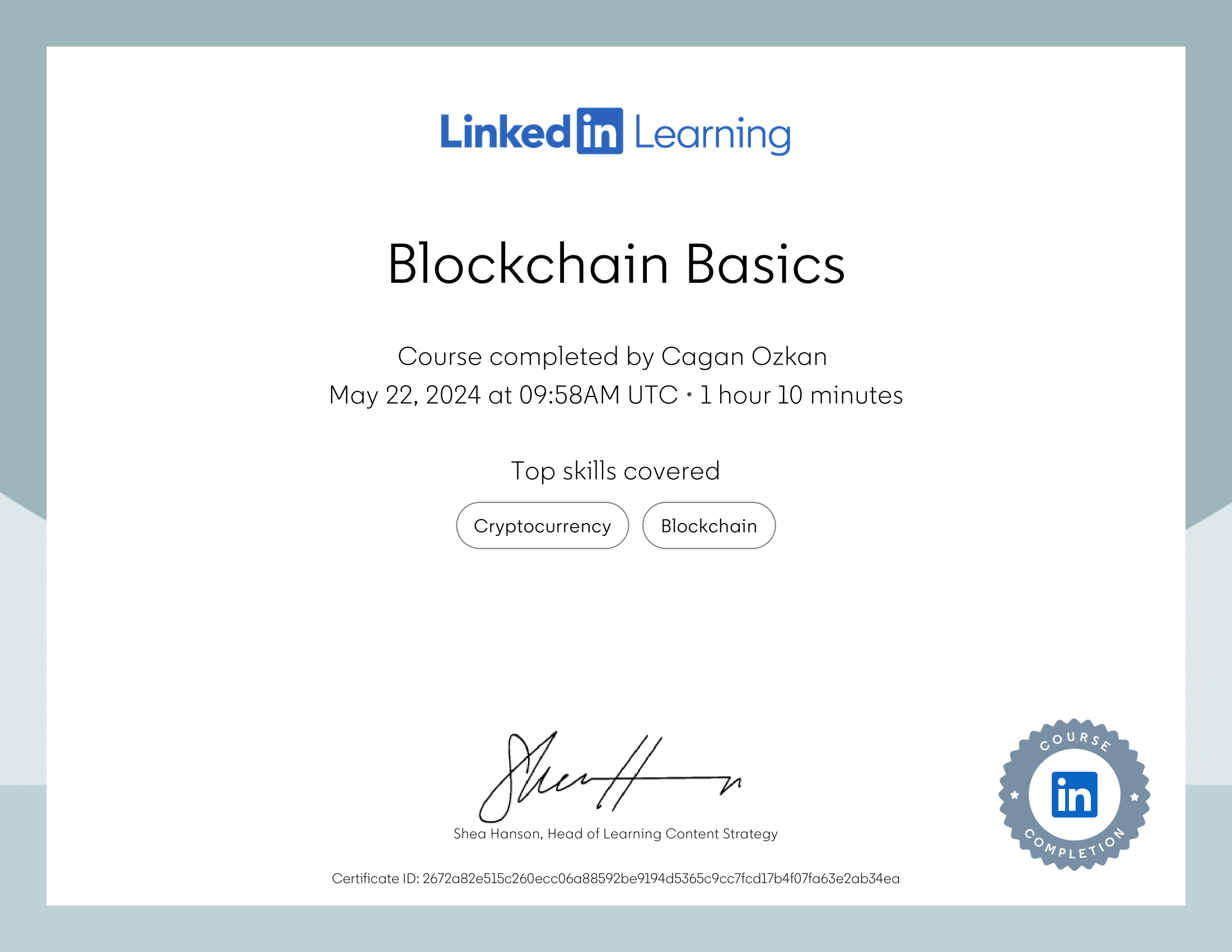 LinkedIn Learning Certificate: Blockchain Basics