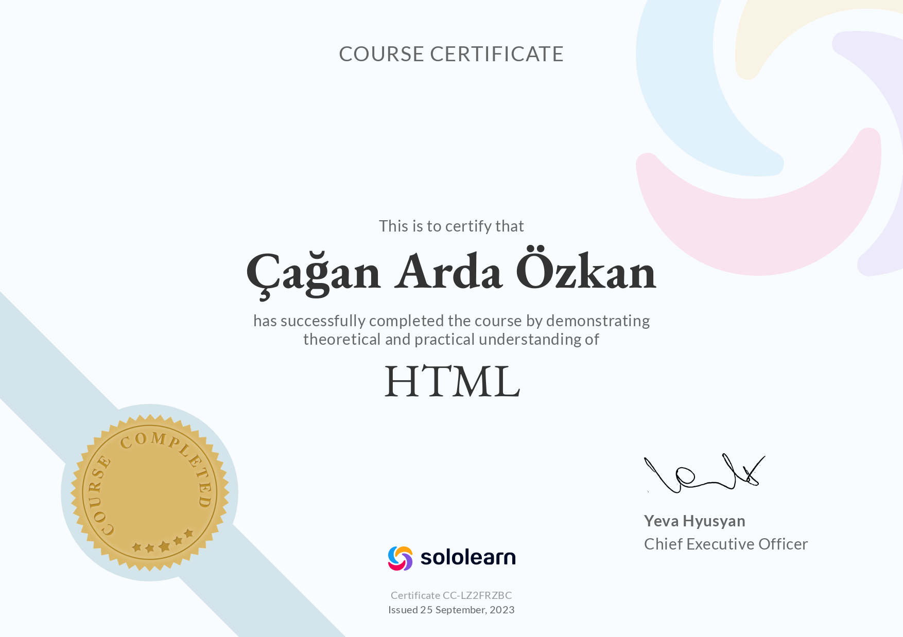 Sololearn Certificate