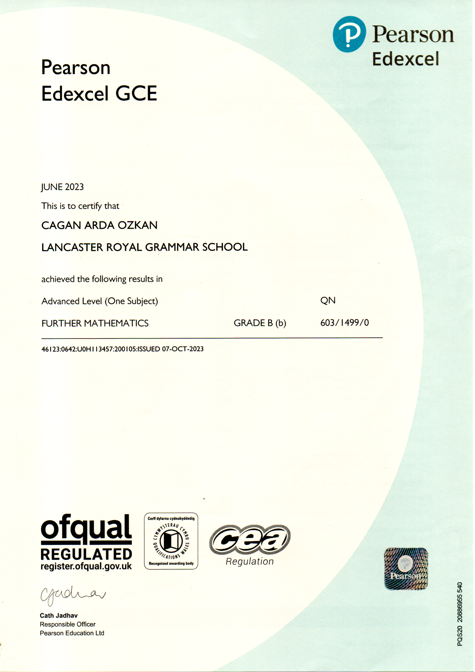 A-Level Further Mathematics Certificate